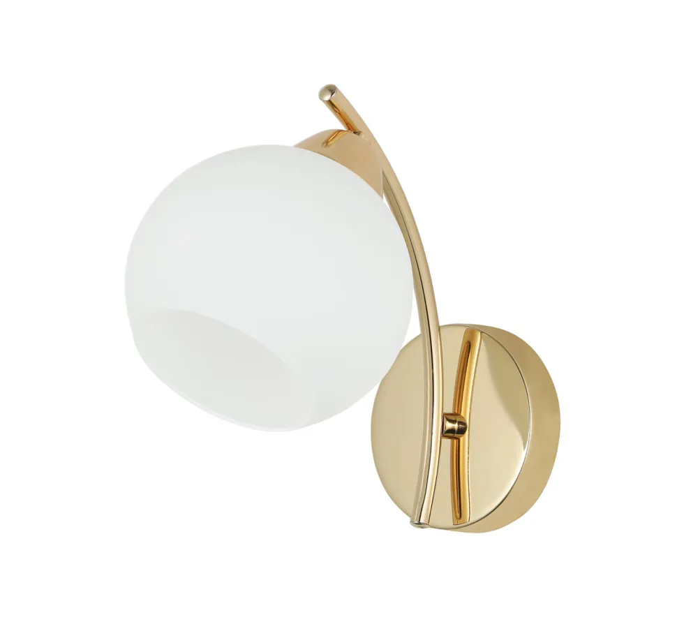 Kinkiet AMOS Lampa złoty 1x40W E27 klosz biały