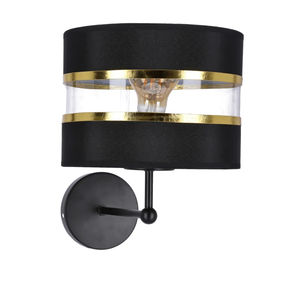Kinkiet Andy lampa czarny 1x40W E27 abażur czarny+złoty