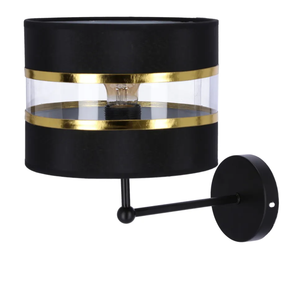 Kinkiet Andy lampa czarny 1x40W E27 abażur czarny+złoty