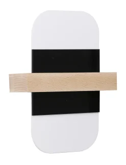 Kinkiet April lampa drewniany 1x6 LED  4000 Klosz czarny+biały