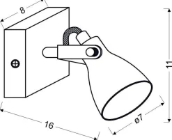 Kinkiet Ash 1x40W GU10 szary mat