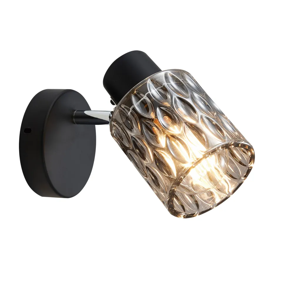 Kinkiet Bill lampa czarny 1x40W E27 klosz dymiony