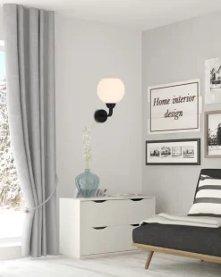 Kinkiet Caldera lampa czarny 1x60W E27  klosz biały