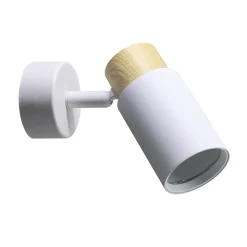 Kinkiet Claro lampa biały 1x15W GU10  klosz biały+drewniany