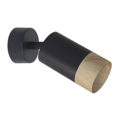 Kinkiet Conti lampa czarny 1x15W GU10 klosz czarny+drewniany