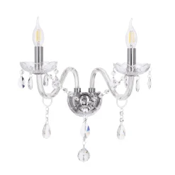 Kinkiet Cristallo lampa chromowy 2x40W E14 transparentny