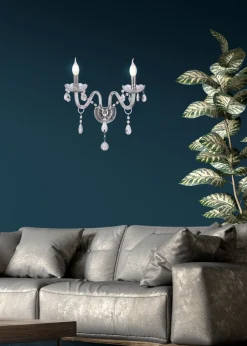 Kinkiet Cristallo lampa chromowy 2x40W  E14 transparentny