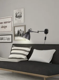 Kinkiet Espera lampa 1x40W E27 czarny  z przewodem przył. z wtyczką i włącznikiem