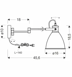 Kinkiet Espera lampa 1x40W E27 czarny  z przewodem przył. z wtyczką i włącznikiem