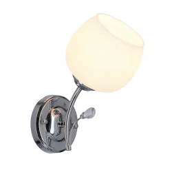 Kinkiet Estar lampa chromowy 1x40W E27  klosz biały