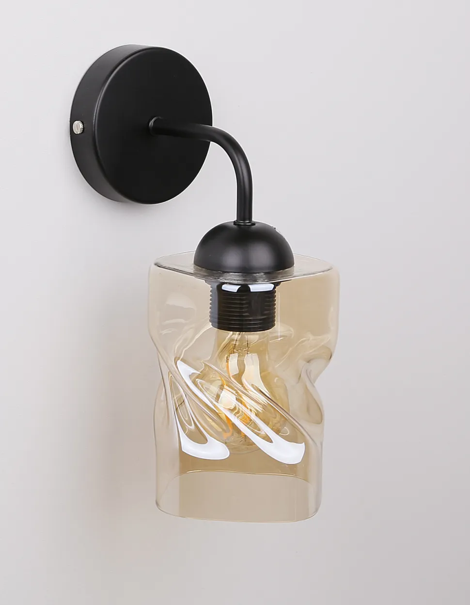 Kinkiet Felis lampa czarny 1x60W E27 klosz bursztynowy