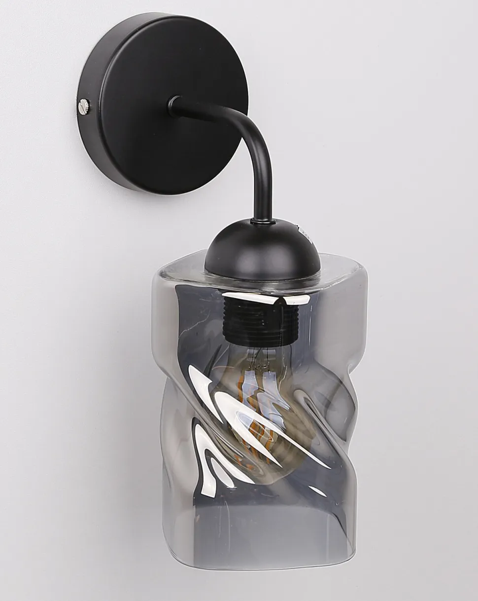 Kinkiet Felis lampa czarny 1x60W E27 klosz dymiony