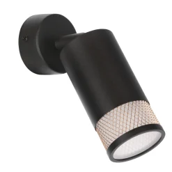 Kinkiet Flin lampa czarny 1x15W GU10 klosz czarny+złoty