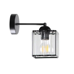 Kinkiet Glassia lampa czarny 1x40 E27 klosz czarny+kryształy bezbarwne