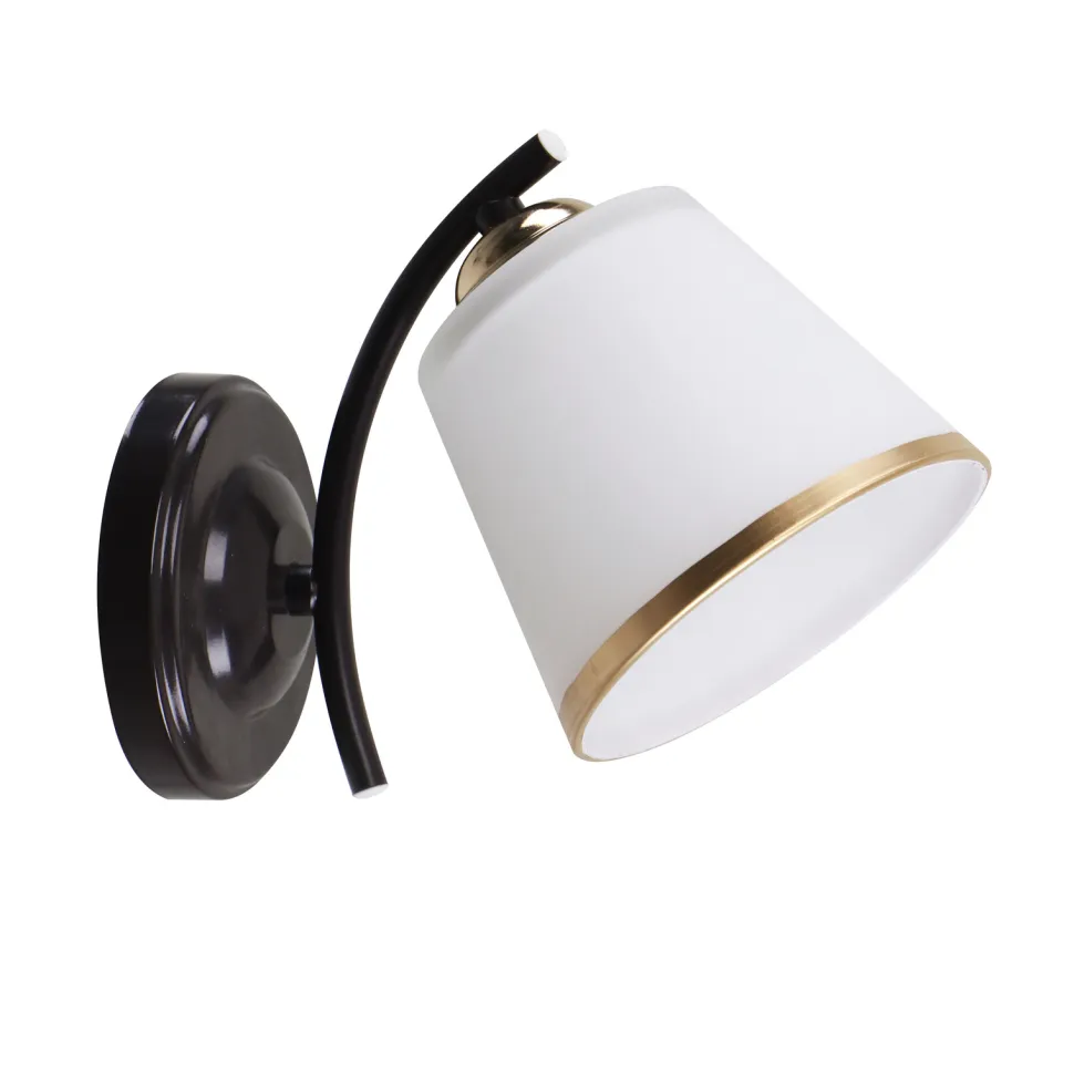 Kinkiet Greco lampa brunatny+złoty 1x40 E27 klosz biały