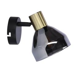 Kinkiet Gregory lampa czarny brąz 1x40W  E14 klosz dymiony
