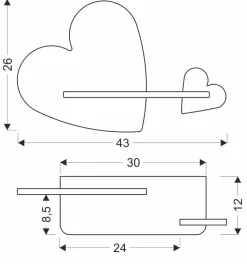 Kinkiet Heart lampa 5W LED 4000K iq kids różowy+biały