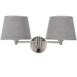 Kinkiet Ibis lampa satynowy 2x40W E14  abażur grafitowy