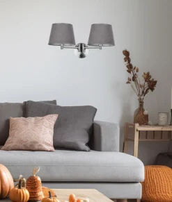 Kinkiet Ibis lampa satynowy 2x40W E14  abażur grafitowy