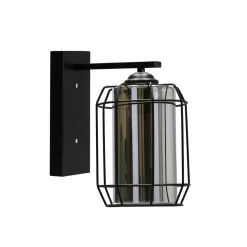 Kinkiet Jonera lampa czarny p20 1x40W  E27 klosz dymiony