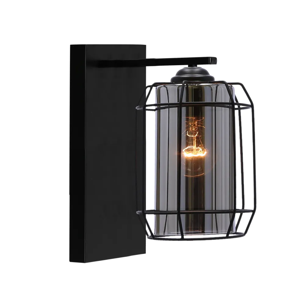 Kinkiet Jonera lampa czarny p25 1x40W E27 klosz dymiony