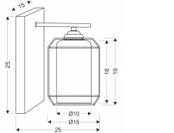 Kinkiet Jonera lampa czarny p25 1x40W E27 klosz dymiony