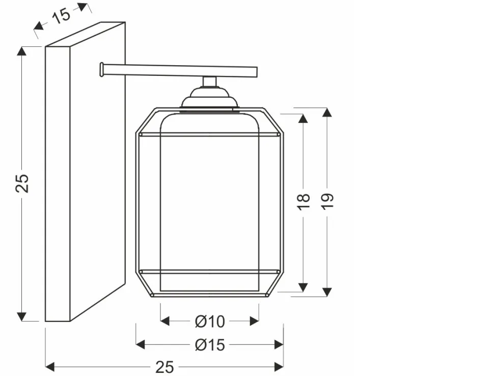 Kinkiet Jonera lampa czarny p25 1x40W E27 klosz dymiony