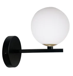 Kinkiet Kama lampa czarny+złoty 1x28 G9 klosz biały