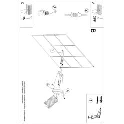 Kinkiet KARBON ochra czerwona  z włącznikiem
