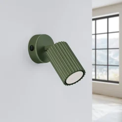 Kinkiet KARBON zielony oliwkowy  z włącznikiem