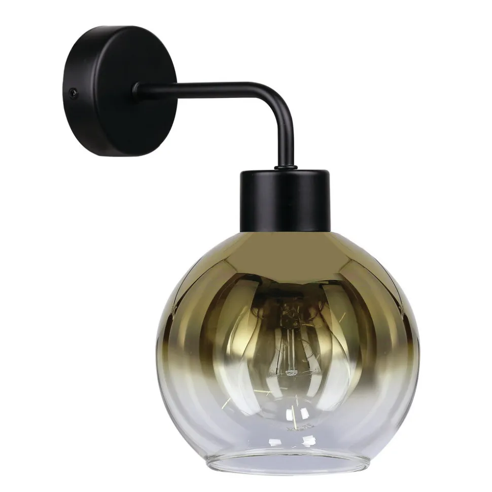 Kinkiet Lady lampa czarny 1x40W E27 klosz złoty