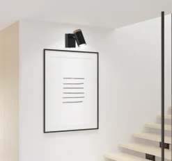 Kinkiet Lagos lampa czarny 1x15 GU10  klosz czarny+drewniany