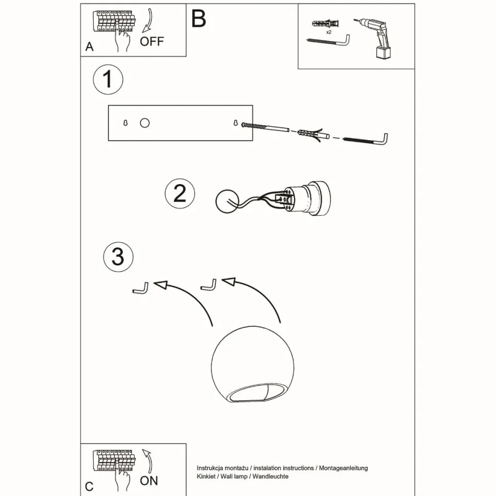 Kinkiet lakierowany GLOBE biały połysk