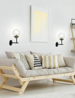 Kinkiet Lens lampa czarny+patynowy  matowy 1x40W E14 klosz bezbarwny