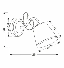 Kinkiet Losanna lampa patynowy 1x40W E14 klosz biały z obwódką