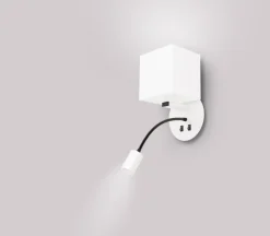 Kinkiet Magnum 1 lampa okragły 1x40W  E27+3W LED abażur kwadrat biały