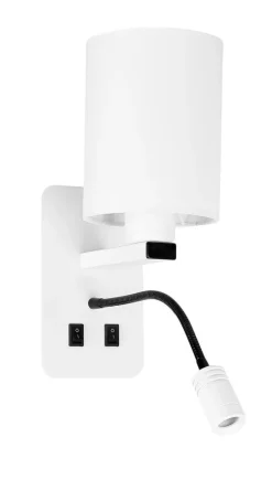 Kinkiet Magnum 3 lampa prostokątny 1x40W  E27+3W LED abażur okrągły biały