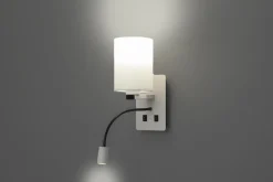 Kinkiet Magnum 3 lampa prostokątny 1x40W  E27+3W LED abażur okrągły biały