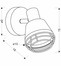 Kinkiet Neria lampa czarny 1x40W E14  klosz miedziany
