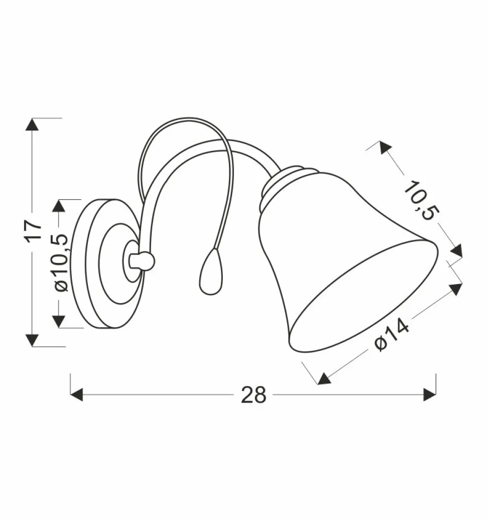 Kinkiet Ora lampa złoty 1x40 E27 klosz biały