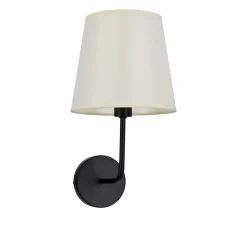Kinkiet Pasteri lampa czarny matowy  1x40W E14 abażur beżowy