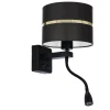 Kinkiet Polo lampa czarny 1x40W E27+2W  LED abażur czarny+złoty pasek