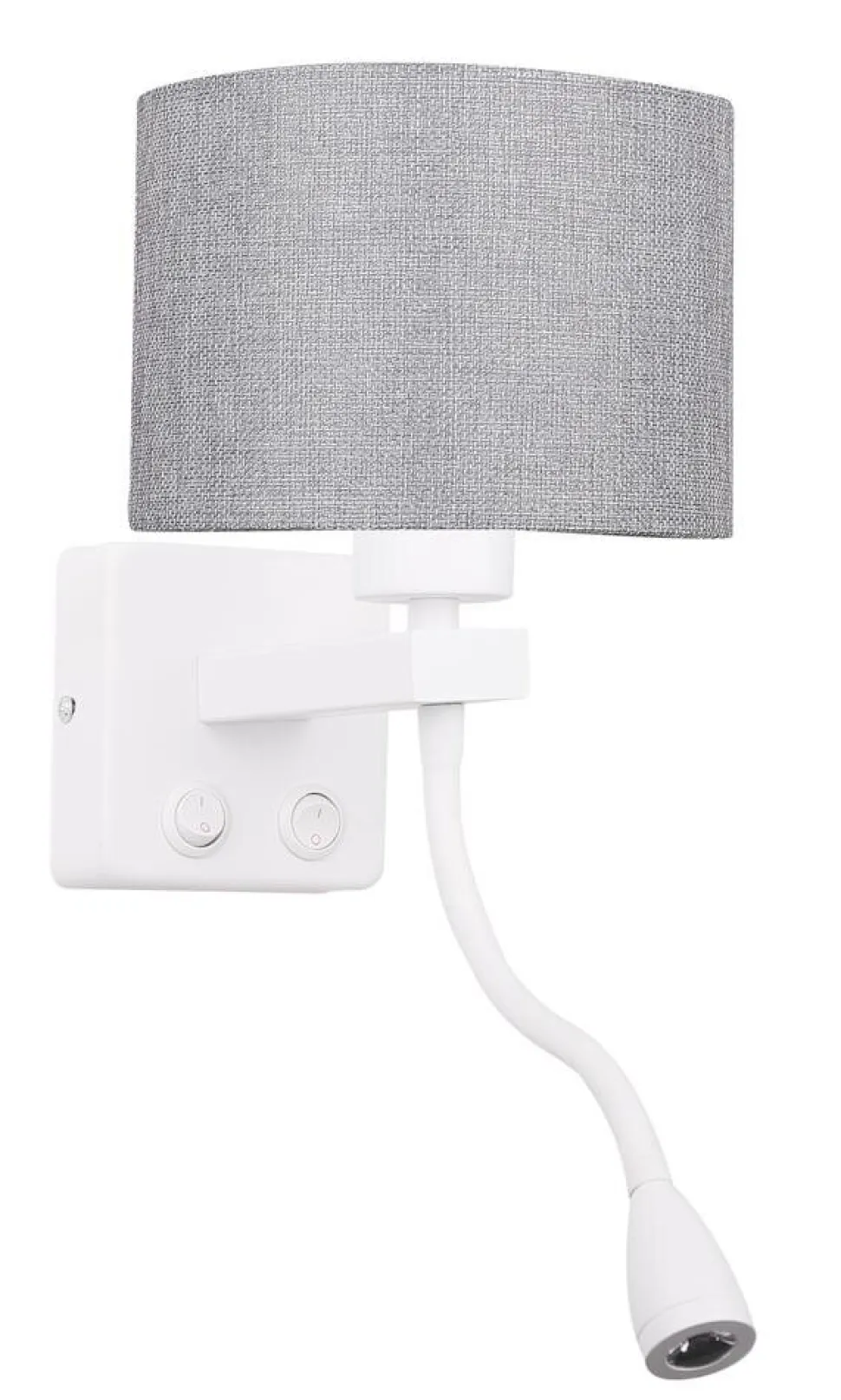 Kinkiet Polo 1x40W E27 + 2W LED biały abażur okrągły szary