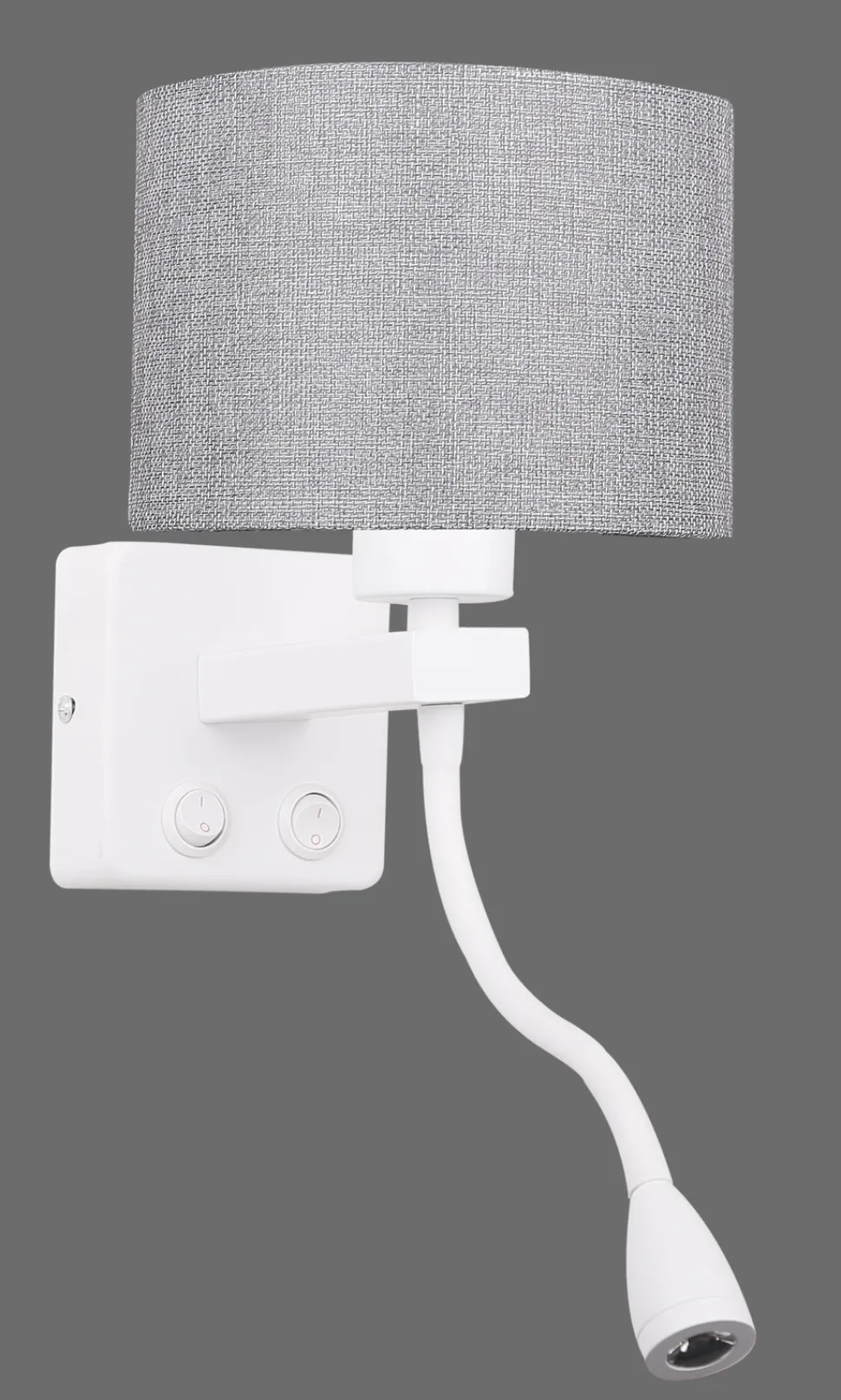 Kinkiet Polo 1x40W E27 + 2W LED biały abażur okrągły szary