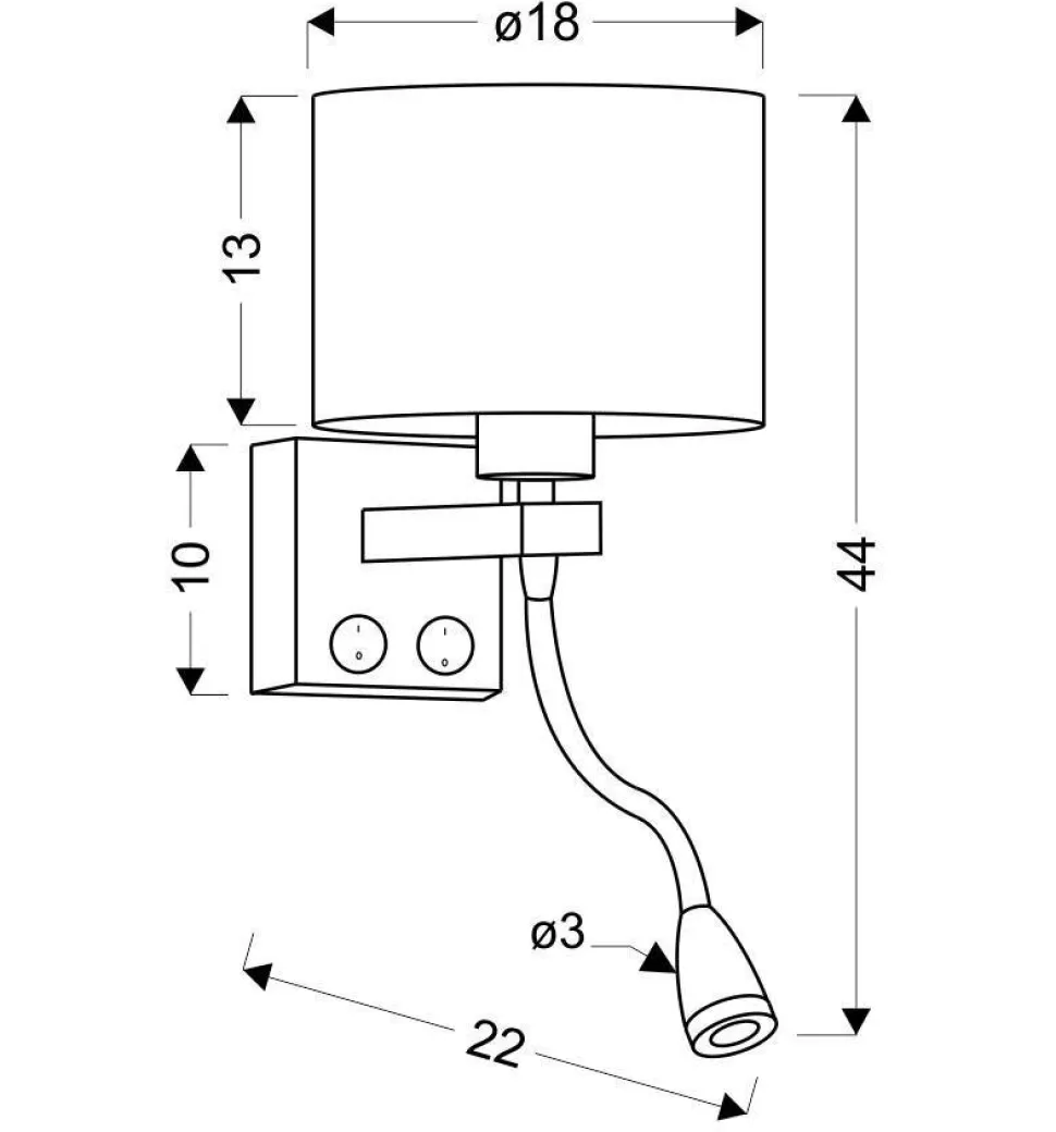 Kinkiet Polo 1x40W E27 + 2W LED biały abażur okrągły szary