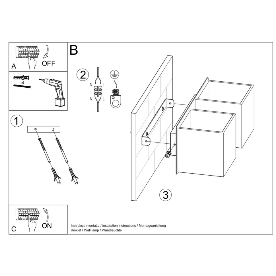 Kinkiet QUAD 2 szary