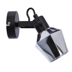 Kinkiet Randi lampa czarny matowy 1x15W  E14 klosz dymiony