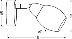 Kinkiet Rico 1x6W LED smd główka okrągła 1e z przegubem kd system klosz wymienny