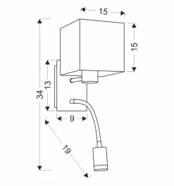 Kinkiet Sylwana 1x40W E14 + LED  z wyłącznikiem chrom / biały kwadrat