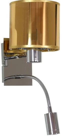 Kinkiet Sylwana 1x40W E14 + LED  z wyłącznikiem chrom / złoty